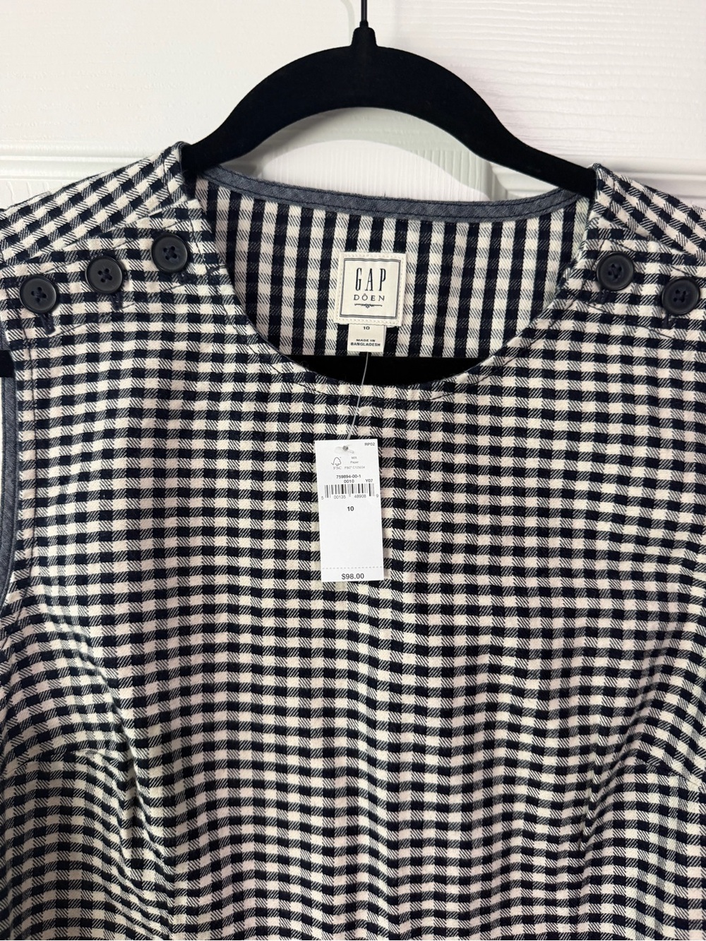 GAP X DOEN Gingham Denim Mini Dress - Picture 2 of 3